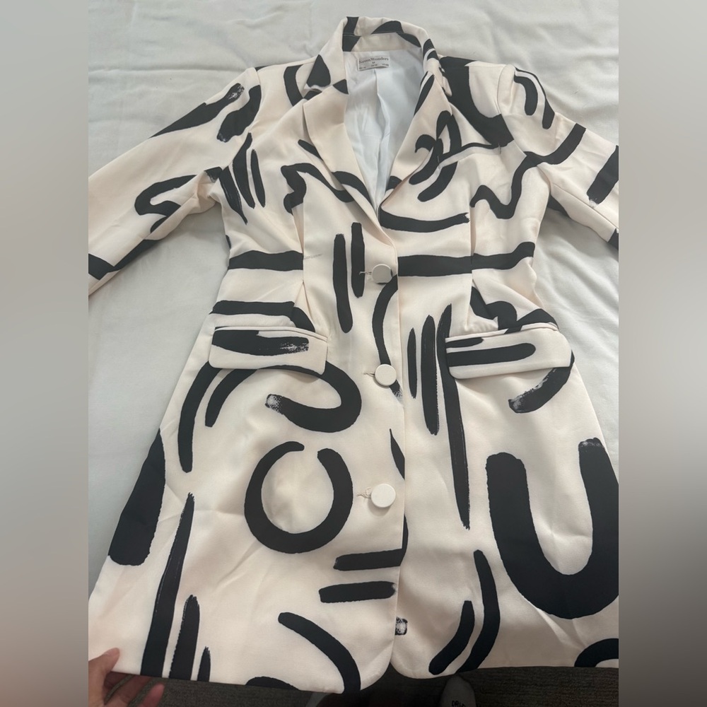 Abstract Black and White Women's Coat